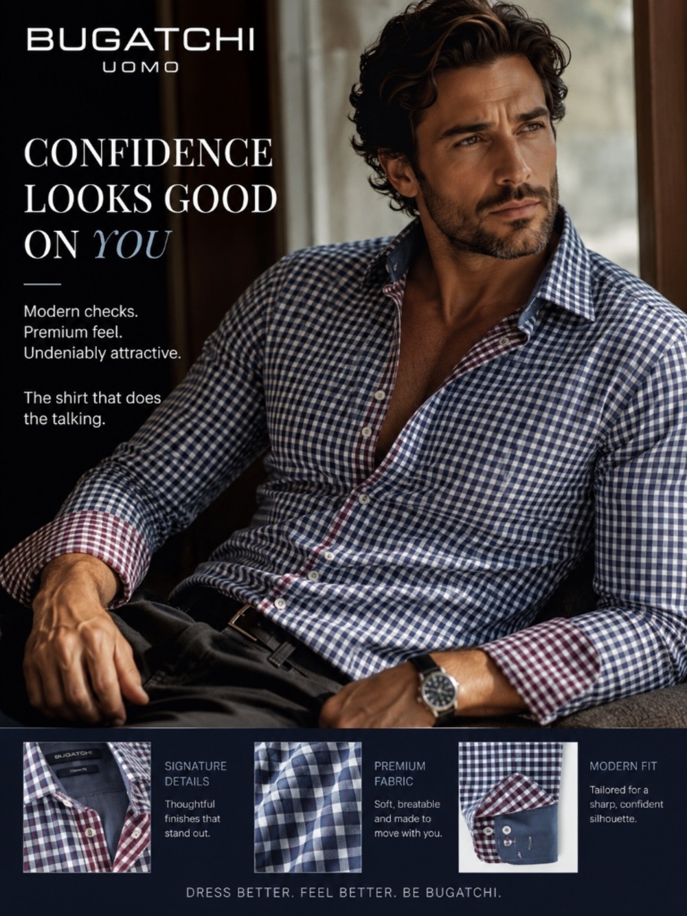 BUGATCHI Men’s Shirt Size L